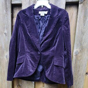 Nine West plum velvet blazer jacket sz 12/14